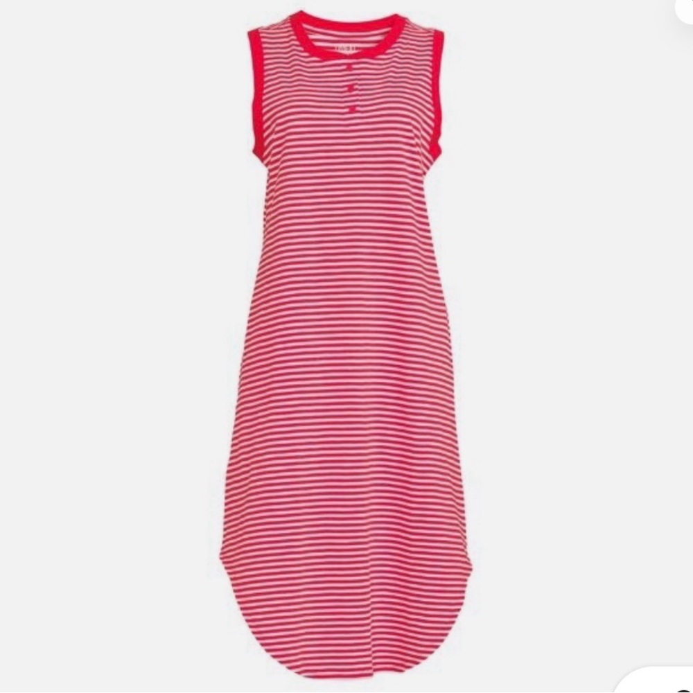 Sleeveless red and white Henley neckline maxi costal cowgirl dress large